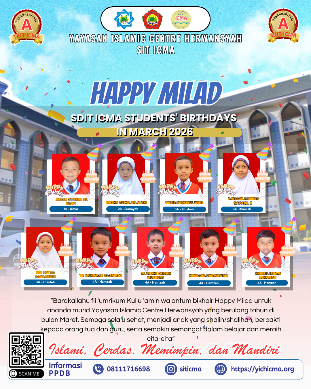 Happy Milad Pegawai dan Siswa di bulan Maret 2026